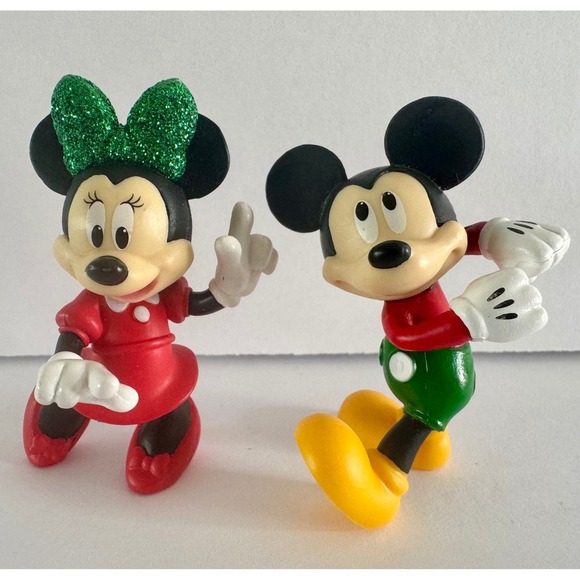 Disney Other - Disney Mickey and Minnie Mouse Figurine Set 2 1/4" Holiday Christmas Decor